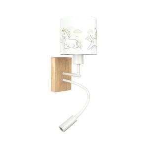 Brilagi - LED Flex. lámpa BOBO WOOD 1xE27/25W/230V + LED/3W tölgy/fehér/unikornisok BG1565+BG5579 kép