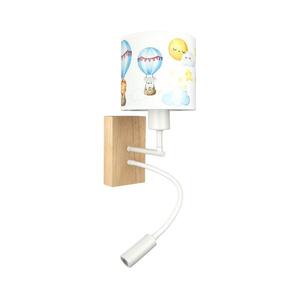 Brilagi - LED Flex. lámpa BOBO WOOD 1xE27/25W/230V + LED/3W tölgy/fehér/állatmotívumok BG1565+BG5583 kép