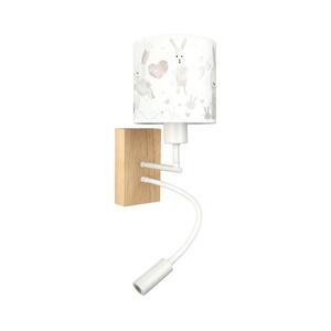Brilagi - LED Flex. lámpa BOBO WOOD 1xE27/25W/230V + LED/3W tölgy/fehér/nyuszik BG1565+BG5584 kép