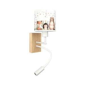 Brilagi - LED Flex. lámpa BOBO WOOD 1xE27/25W/230V + LED/3W tölgy/fehér/állatfigurák BG1565+BG5587 kép