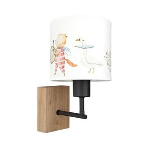 Brilagi - Fali lámpa BOBO WOOD 1xE27/25W/230V tölgy/fekete/fehér/állatmintás BG1561+BG5576 kép