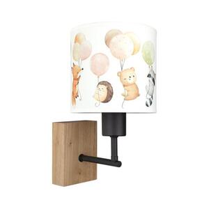 Brilagi - Fali lámpa BOBO WOOD 1xE27/25W/230V tölgy/fekete/fehér/állatfigurákkal BG1561+BG5577 kép