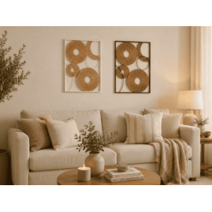 2 db-os fali dekoráció szett CIRCLES fém 48x68 cm, fekete / fehér kép