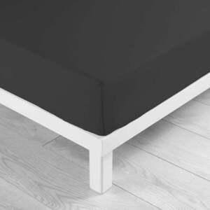 Fekete gumis pamut lepedő 160x200 cm Lina – douceur d'intérieur kép