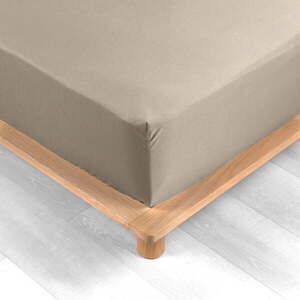 Világosbarna gumis pamut-perkál lepedő 90x190 cm Percaline – douceur d'intérieur kép
