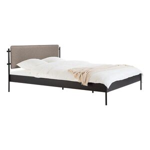 Fekete acél kárpitozott franciaágy ágyráccsal 180x200 cm Eton Basic – noo.ma kép