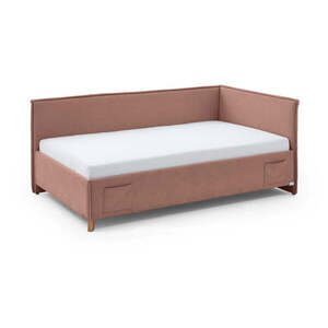 Rózsaszín kárpitozott ágyneműtartós sarok gyerekágy ágyráccsal 120x200 cm Fun – Meise Möbel kép