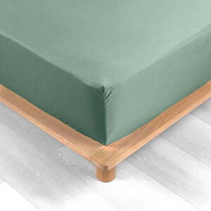 Zöld gumis pamut-perkál lepedő 160x200 cm Percaline – douceur d'intérieur kép