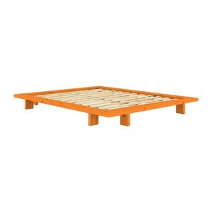 Narancssárga borovi fenyő franciaágy ágytámla nélkül, ágyráccsal 180x200 cm Japan – Karup Design kép