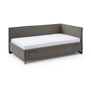 Szürke kárpitozott ágyneműtartós sarok gyerekágy ágyráccsal 140x200 cm Fun – Meise Möbel kép