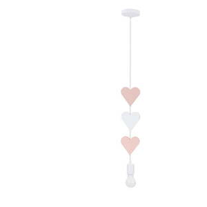 Fehér-rózsaszín gyerek függőlámpa fém búrával Hearts – Candellux Lighting kép