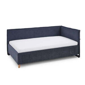 Sötétkék kárpitozott ágyneműtartós sarok gyerekágy ágyráccsal 140x200 cm Fun – Meise Möbel kép