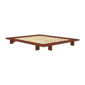 Terrakotta színű borovi fenyő franciaágy ágytámla nélkül, ágyráccsal 140x200 cm Japan – Karup Design kép