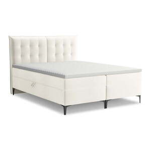 Krémszínű ágyneműtartós boxspring ágy 160x200 cm Mikana – Makamii kép
