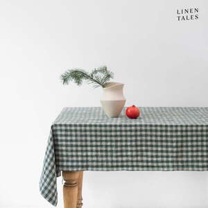 Len asztalterítő 140x250 cm Forest Green Gingham – Linen Tales kép