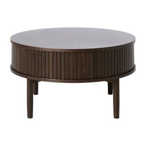 Sötét natúr színű kerek dohányzóasztal tölgyfa dekorral ø 85 cm Meta – Unique Furniture kép