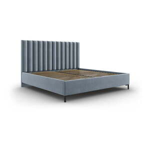 Világoskék kárpitozott ágyneműtartós franciaágy ágyráccsal 160x200 cm Casey – Mazzini Beds kép