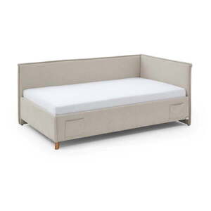 Bézs kárpitozott ágyneműtartós sarok gyerekágy ágyráccsal 140x200 cm Fun – Meise Möbel kép
