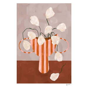 Poszter 30x40 cm White Flowers in Striped Vase – Frankie Penwill – The Poster Club kép