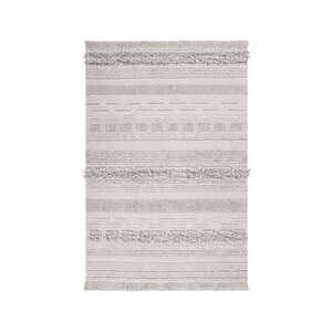 Világosszürke-krémszínű mosható kézi szövésű pamut szőnyeg 140x200 cm Air Natural – Lorena Canals kép