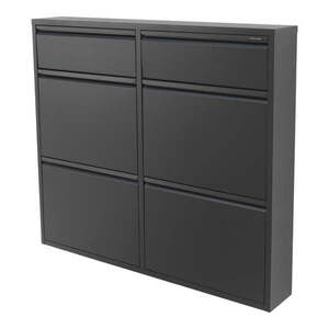 Fekete fém billenő ajtós cipőtartó 98x86x15 cm Billy – Spinder Design kép