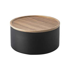 Fekete fedeles fém tárolódoboz ø 22x11 cm Rin – YAMAZAKI kép