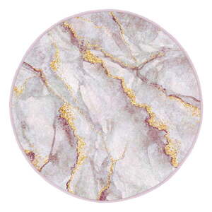 Világos rózsaszín-aranyszínű mosható kerek szőnyeg ø 120 cm Marble – Mila Home kép