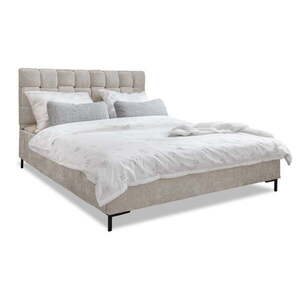 Bézs kárpitozott franciaágy ágyráccsal 180x200 cm Eve – Miuform kép