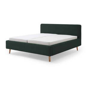 Sötétzöld kárpitozott franciaágy ágyrács nélkül 180x200 cm Mattis Cord – Meise Möbel kép