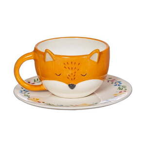 Finley Fox narancssárga dolomit csésze és csészealj, 210 ml - Sass & Belle kép