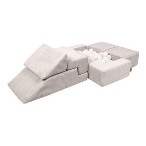 Krémszínű kordbársony habszivacs játszótér 6 db-os magasság 40 cm 100x35 cm Montessori – Meowbaby kép