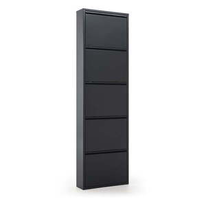 Antracitszürke fém billenő ajtós cipőtartó 50x169x15 cm Ode – Kave Home kép