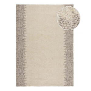 Krémszínű kézi szövésű gyapjúkeverék szőnyeg 160x230 cm Minerals Border – Flair Rugs kép