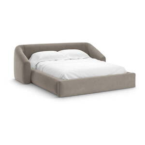Világosbarna kárpitozott ágyneműtartós franciaágy ágyráccsal 180x200 cm Campi – Cosmopolitan Design kép