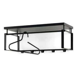 Fekete fém fali fogas polccal 70 cm Rex – Spinder Design kép