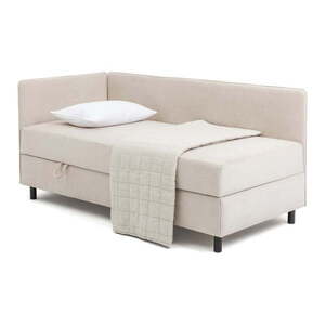 Bézs kárpitozott ágyneműtartós egyszemélyes ágy matraccal 90x200 cm Avela – Bonami Selection kép