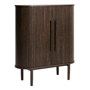 Sötét natúr színű szekrény tolóajtóval, tölgyfa dekorral 100x118x40 cm Meta – Unique Furniture kép