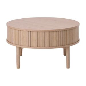 Világos natúr színű kerek dohányzóasztal tölgyfa dekorral ø 85 cm Meta – Unique Furniture kép