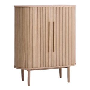 Világos natúr színű szekrény tolóajtóval, tölgyfa dekorral 100x118x40 cm Meta – Unique Furniture kép
