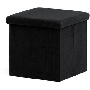 AUTRONIC Tárolós puff, fekete kordbársony, 38×38×38 cm kép