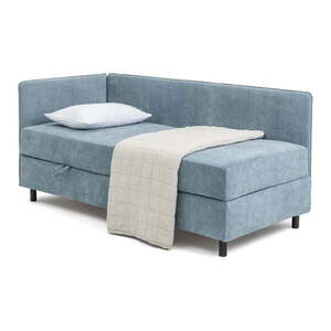 Kék kárpitozott ágyneműtartós egyszemélyes ágy matraccal 120x200 cm Avela – Bonami Selection kép
