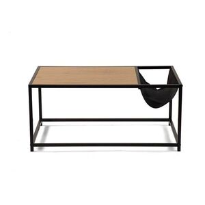 Fekete-natúr színű dohányzóasztal tölgyfa dekorral 60x99 cm Bayen – Bonami Essentials kép