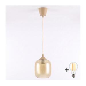 Brilagi - LED csillár zsinóron R GLASS 1xE27/60W/230V átm. 14 cm bézs/füstbarna NSTK7765+TK8619A kép