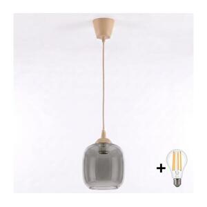 Brilagi - LED függeszték kábellel R GLASS 1xE27/60W/230V átm. 14 cm bézs/füstszürke NSTK7758+TK8619A kép