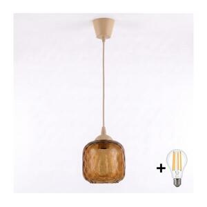Brilagi - LED csillár kábelen R GLASS 1xE27/60W/230V átm. 14 cm bézs/füstbarna NSTK7703+TK8619A kép