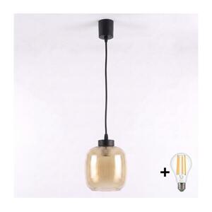Brilagi - LED függeszték zsinóron R GLASS 1xE27/60W/230V átm. 14 cm fekete/füstös barna NSTK7765+TK6439A kép