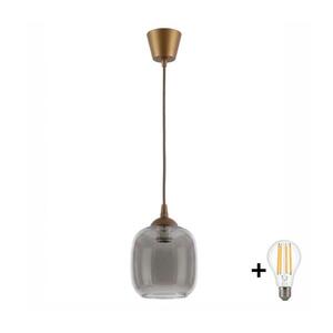Brilagi - LED zsinóros csillár R GLASS 1xE27/60W/230V, átmérő 14 cm, barna/füstszürke NSTK7758+TK8611A kép