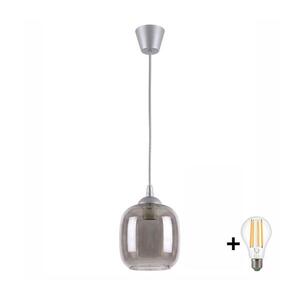 Brilagi - LED kábellel függesztett csillár R GLASS 1xE27/60W/230V átmérő 14 cm ezüst/füstszürke NSTK7758+TK8612A kép