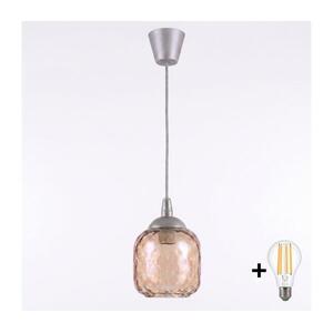 Brilagi - LED függeszték kábelen GLASS 1xE27/60W/230V Ø 14 cm ezüst/füstbarna NSTK7703+TK8612A kép
