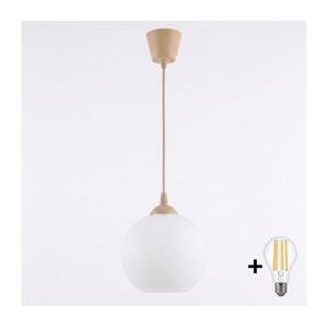 Brilagi - RETRO GLASS LED kábeles függőlámpa 1xE27/60W/230V, átmérő 15 cm, bézs/fehér NSTK7432+TK8619A kép